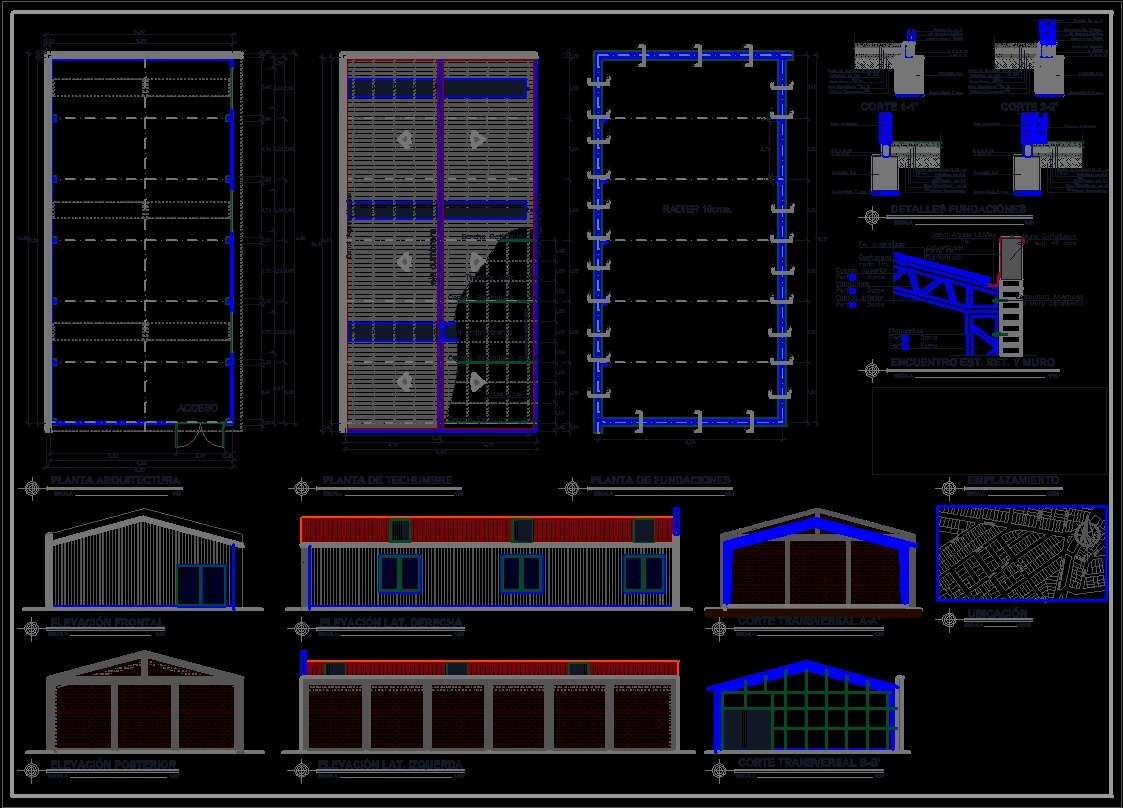 Shed Steel Structures 200m2 DWG Detail for AutoCAD • Designs CAD