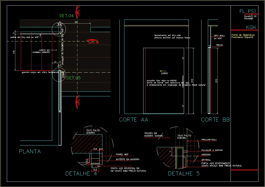 Sliding Door With Steel Structure Had In Wood DWG Detail for AutoCAD