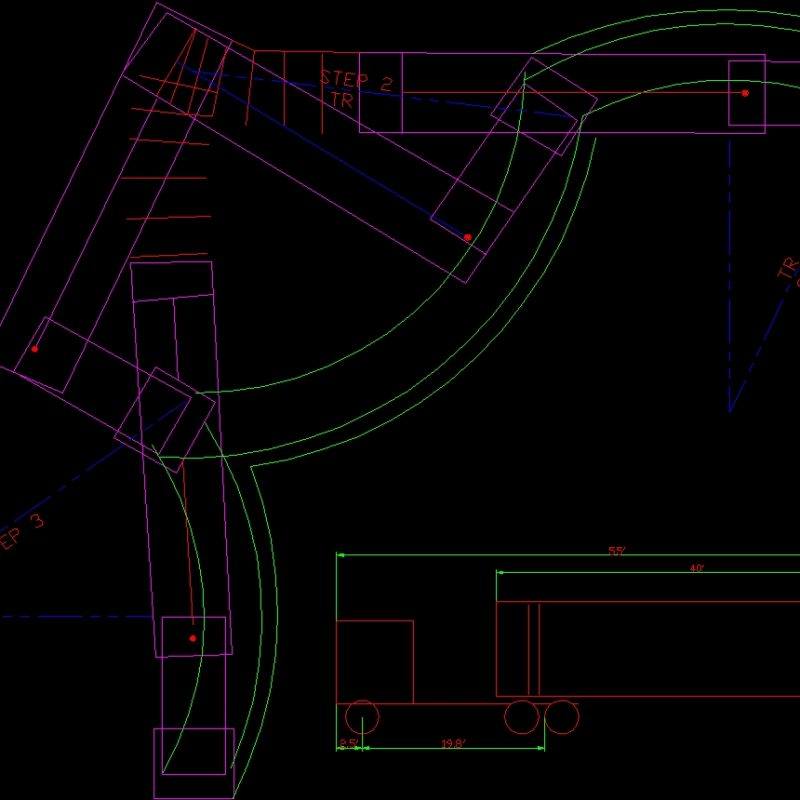 Trailer Truck Turning Radii DWG Block for AutoCAD • Designs CAD