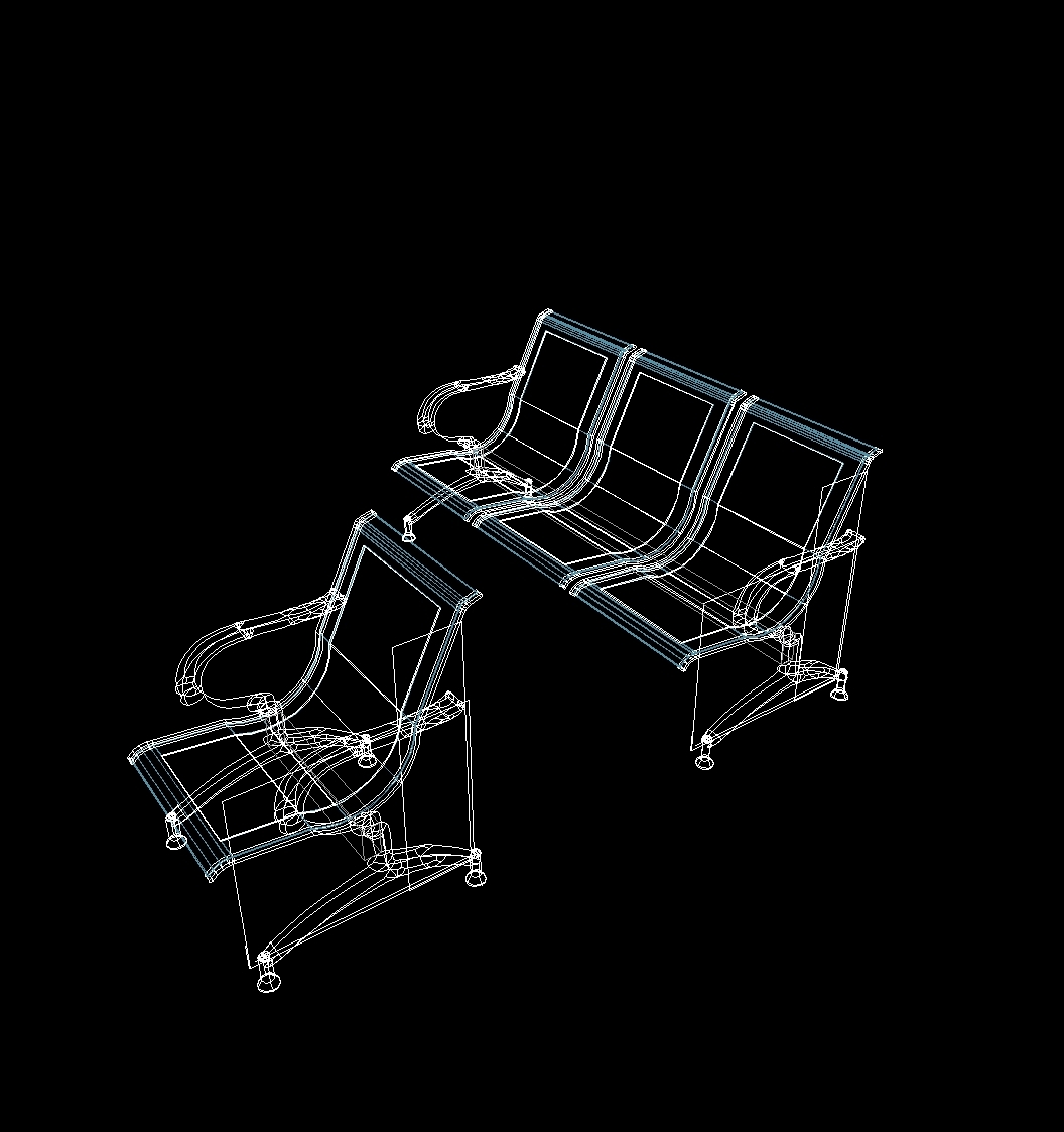 Waiting Chair Cad Block   Waiting Chair Dwg Block For Autocad 68826 