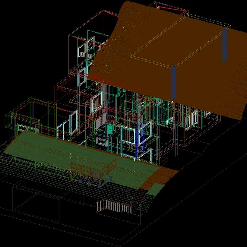 Perspective Hillside Home DWG Block for AutoCAD • Designs CAD