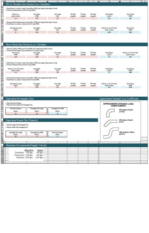 HVAC Air Duct Calculator – Rev2.0