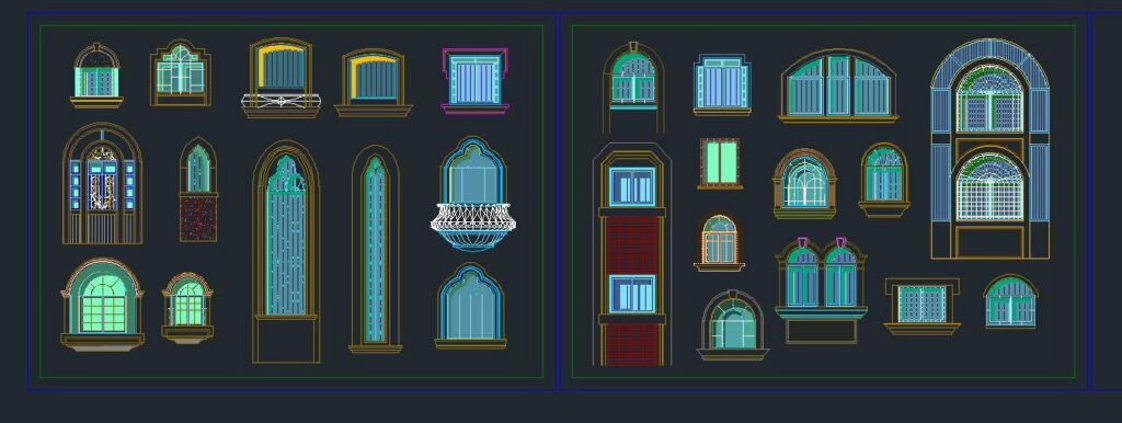 All Types of Windows Curved Wide Long for the Facades of the House in Multiple and New Forms DWG Blocks for AutoCAD