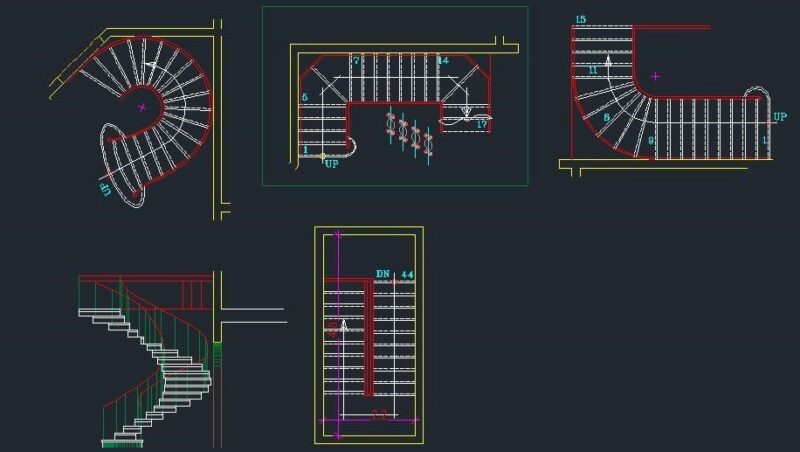 Spiral Stairs DWG Block for AutoCAD
