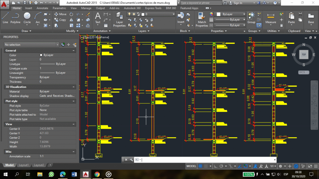 Typical Wall Cuts Used in Guatemala Cortes Tipicos De Muros DWG Detail for AutoCAD