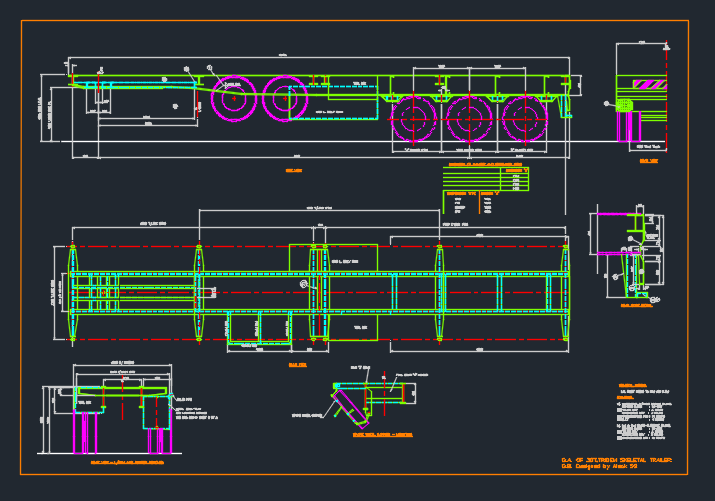 Tri- Axle Skeletal Trailer DWG for AutoCAD • Designs CAD