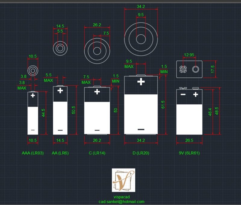 Batteries Autocad Block