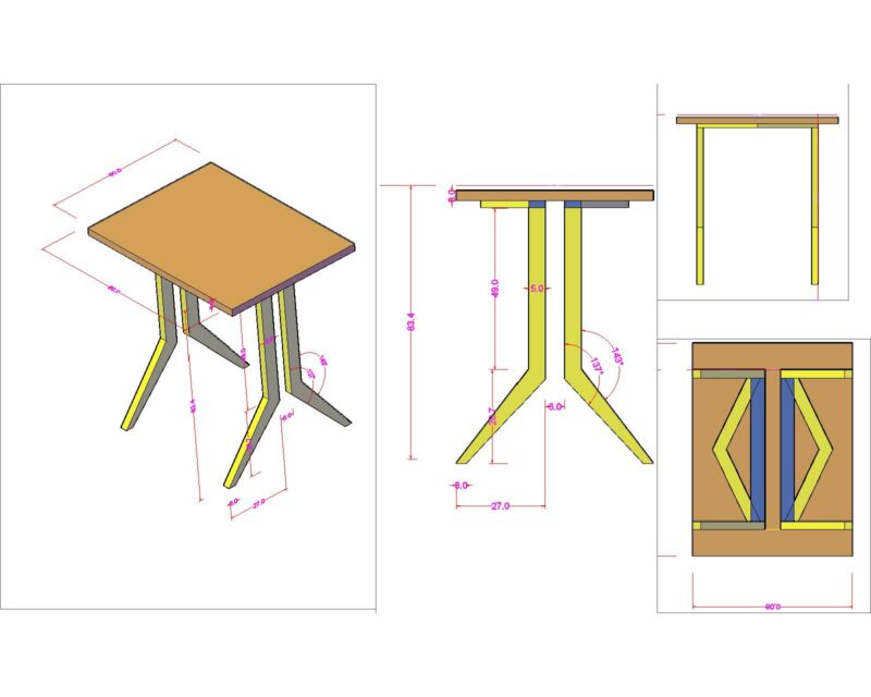 3d Detailed Meeting Table 60x80cm