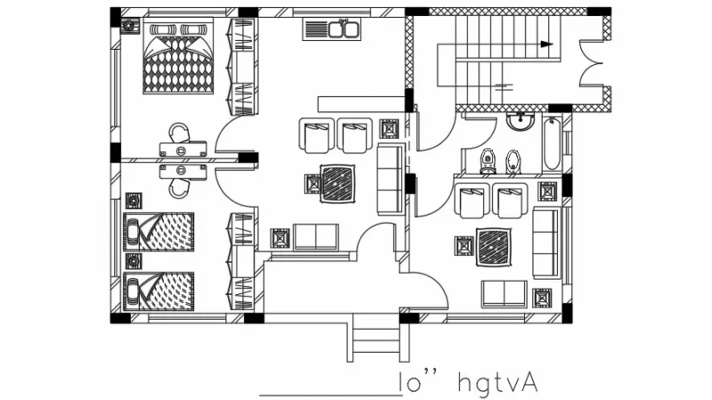 REJECTED — UPLOAD DWG FILES OR DONT SUBMIT –12×8 Meter House Furniture Layout Plan AutoCAD File