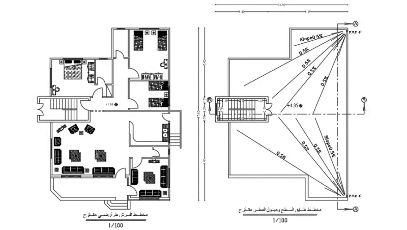 14×17 Meter House Furniture Layout Plan AutoCAD File