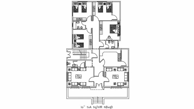 13×19 Meter Apartment Furniture Layout Plan AutoCAD File