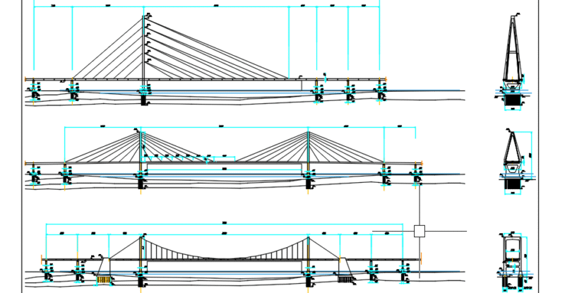 Cable Stayed Bridges Design Structure DWG CAD