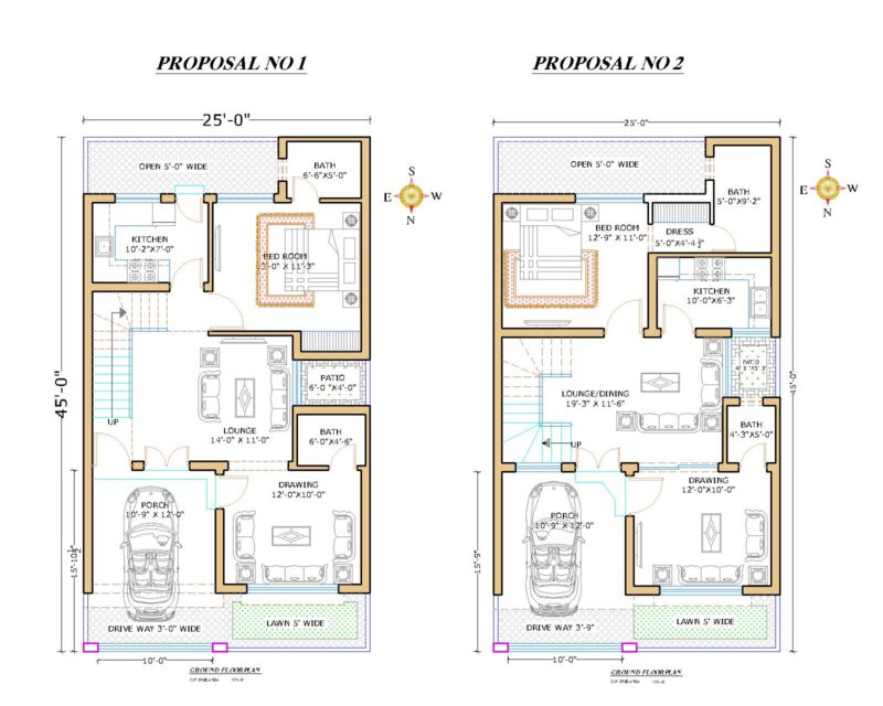 Plot size 25’x45′ 5 Marla House Plan