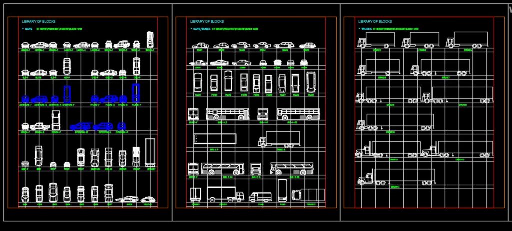 Cars, Trucks, Semi Trucks, Pickups, Vehicles CAD Blocks