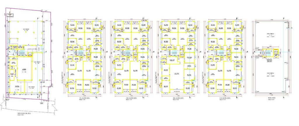 G+IV Residential Building Floor Plan