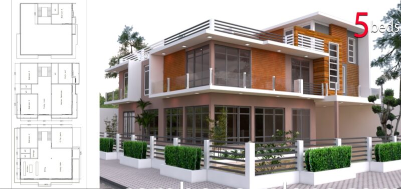 House Plans 15×15 with 5 Bedrooms SKP SketchUp