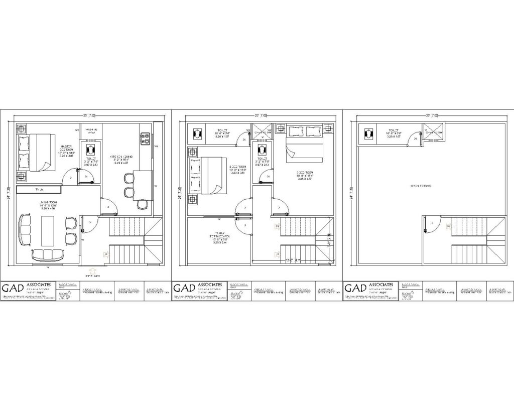 Duplex Bungalow Plan [Plot Size 25′-0” X 24′-0”]