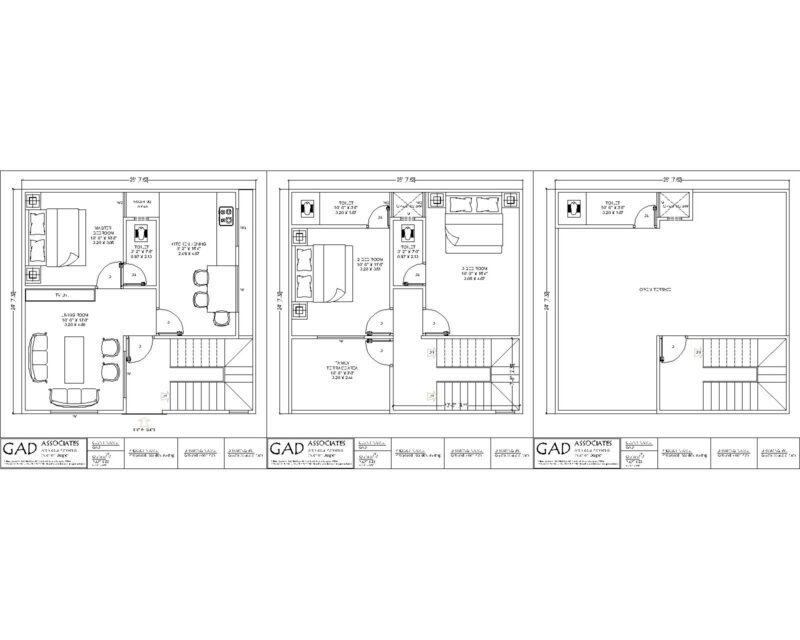 Duplex Bungalow Plan [Plot Size 25′-0” X 24′-0”]