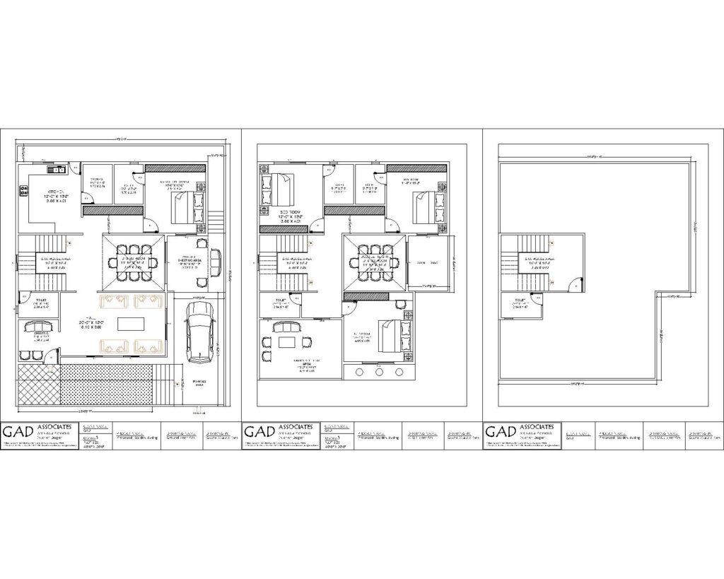 Duplex Bungalow Plan [Plot Size 40′-0” X 50′-0” OPTION NO. 1]