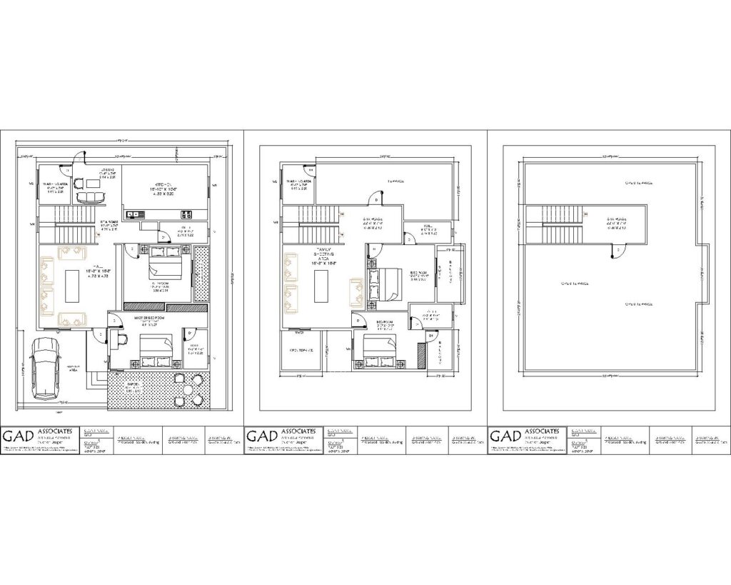 Duplex Bungalow Plan [Plot Size 40′-0” X 50′-0” OPTION NO. 2]