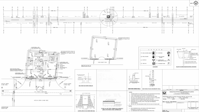 Petrol Pump (Retail Outlet ) PWD Sample Drawing for City (Urban Area)