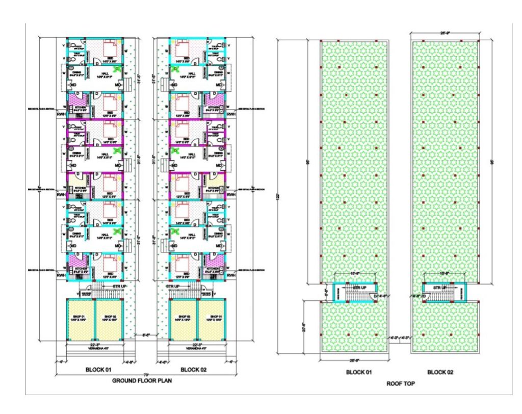 70′ X 118′ (6 NOS of Ground Floor Houses with 4 NOS of Shops)
