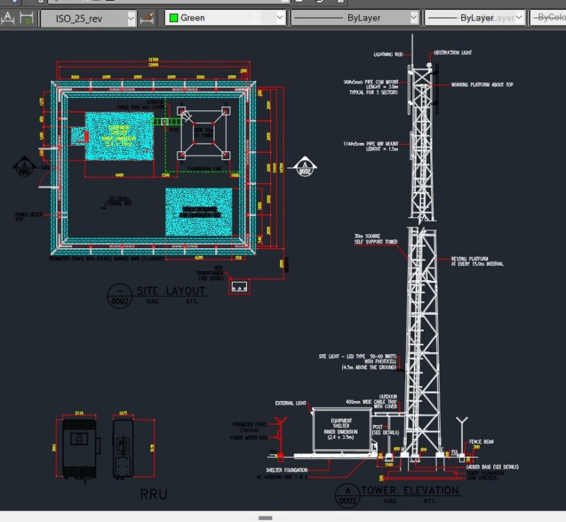 Telecommunication Tower Autocad Drawing