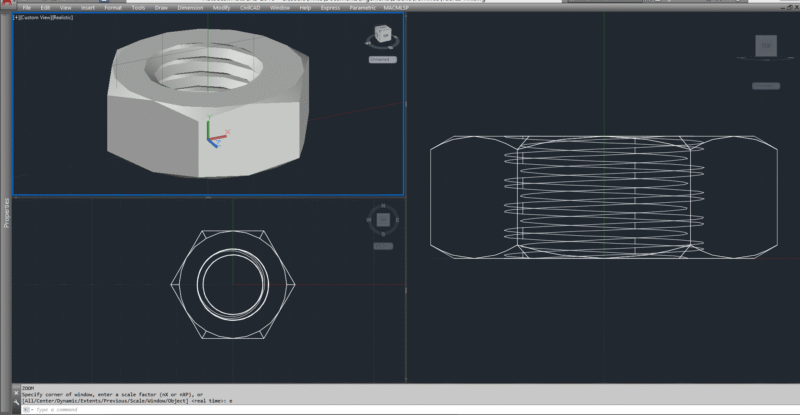 3D Hex Nut with ASME B18.2.2 (Tuerca Hexagonal en 3D con dimensiones ASME B18.2.2)
