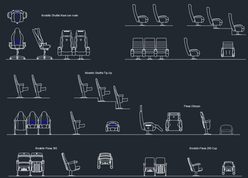 Auditorium Arm Chair Autocad Block