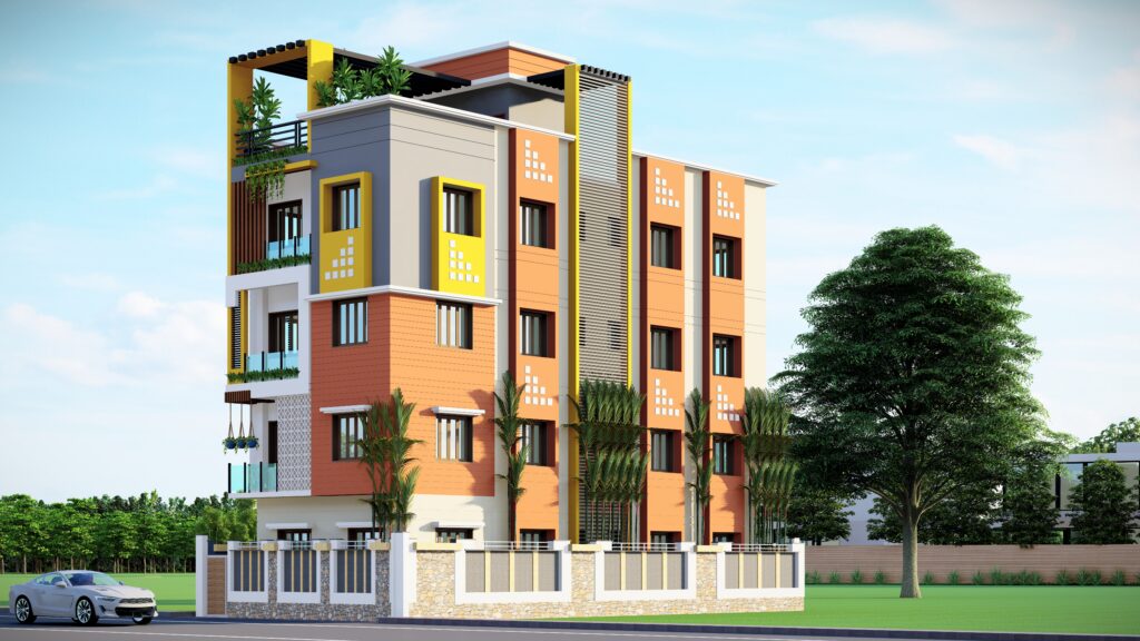 3D Building Model Ground + 3 Floors SKP SketchUP
