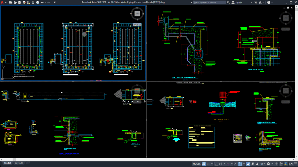 Swimming Pool AHU system AutoCAD drawing
