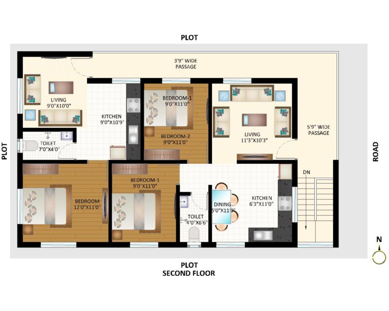 Floor Plans Ground + 2 Floors  G+2