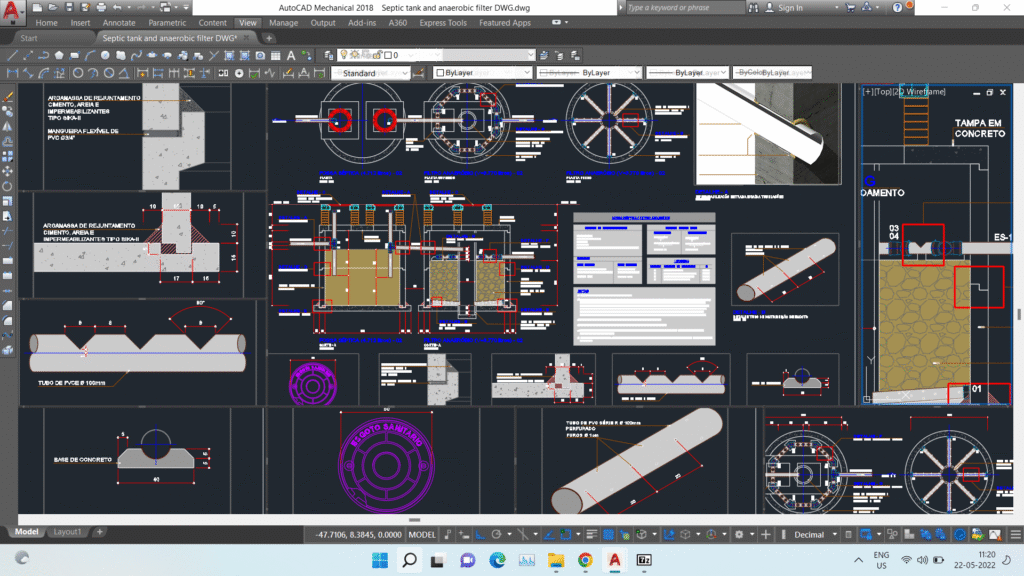 Septic Tank design Autocad Drawing