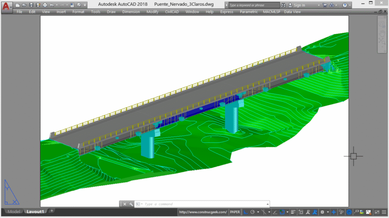 Three-span bridge with reinforced ribs – Puente de tres claros con reforzamiento en las nervaduras