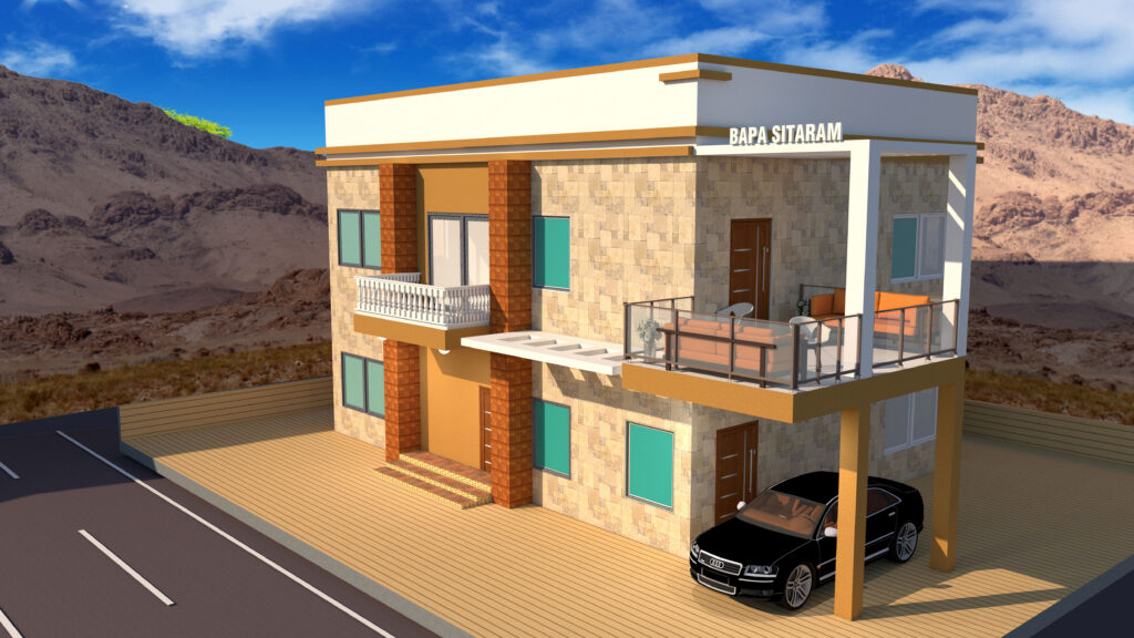 Double Storey House with SketchUp Model and v Ray Rendering