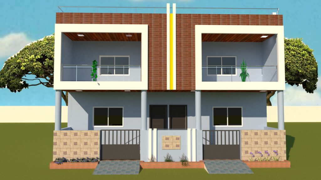 3D Elevation for Two Storey Building SKP