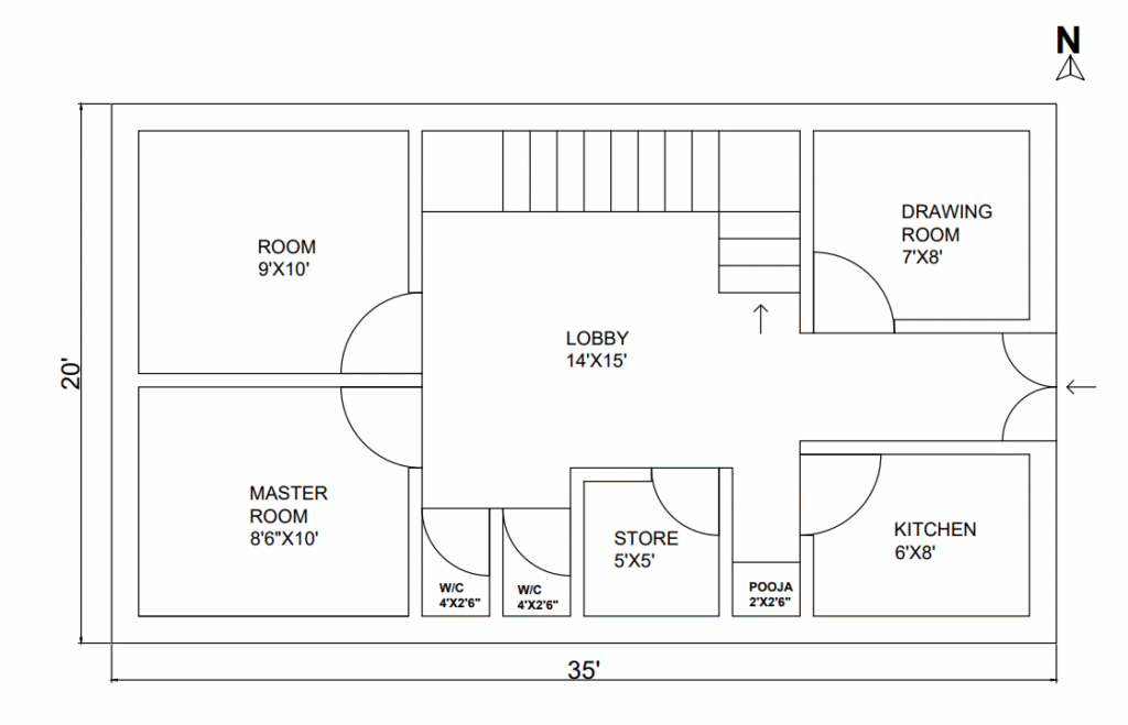 30×25 sq ft House Plan Model