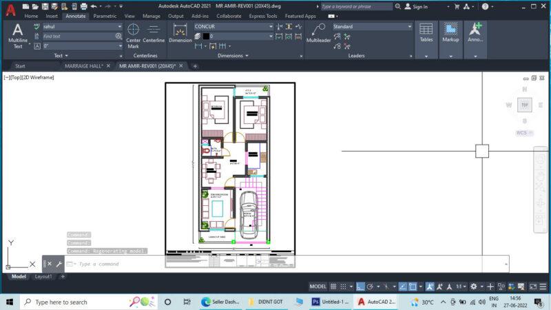 20’X45′ Plan Modern Drawing with Furniture Details