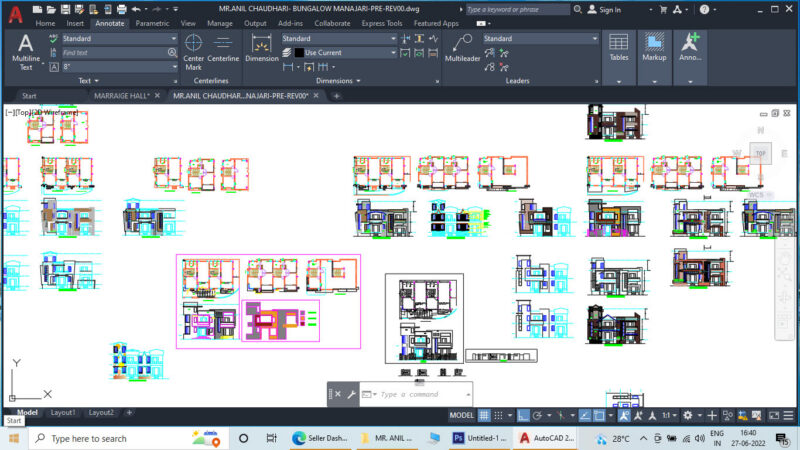 Bungalow Full Drawing G+2 Floor