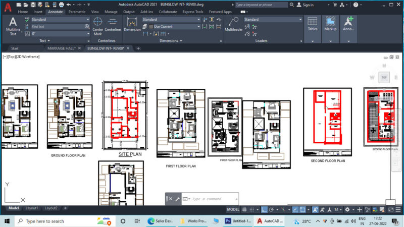 Modern Bungalow Design Full Drawing