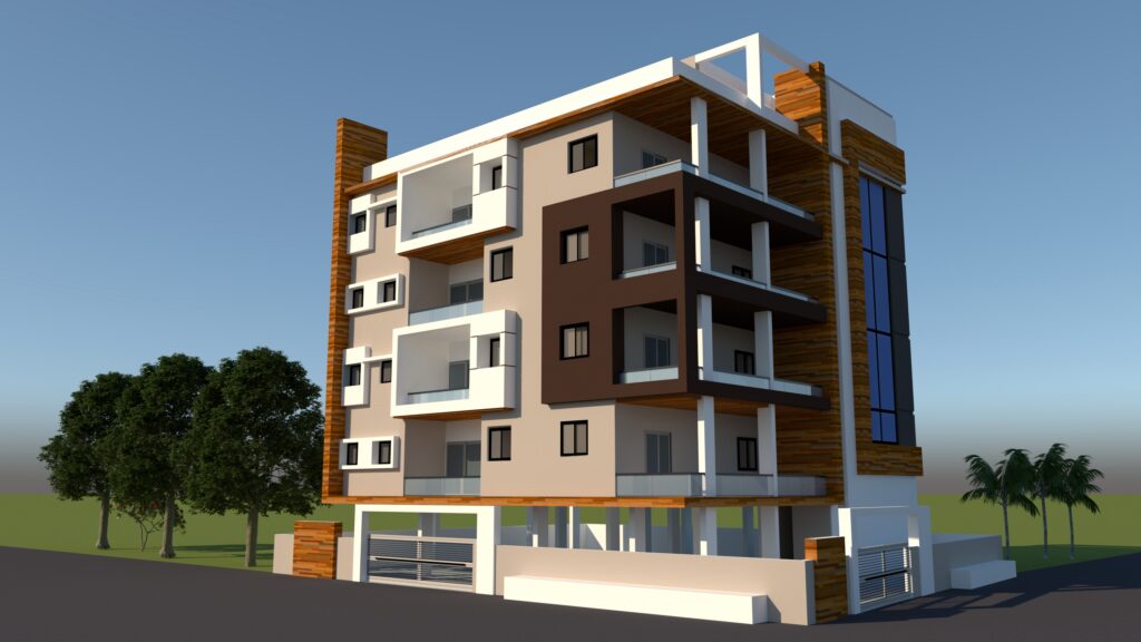 3DFront Elevation of 5 Storey Residential Building SKP