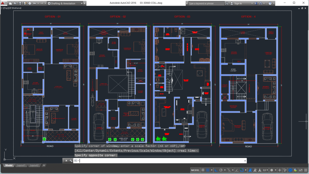 30’X60’ House Plan With 4 Options Floor Plan