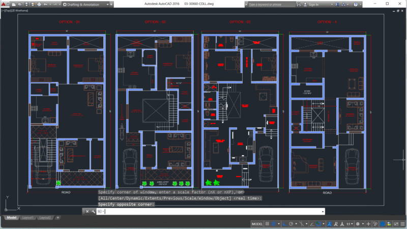 30’X60’ House Plan With 4 Options Floor Plan