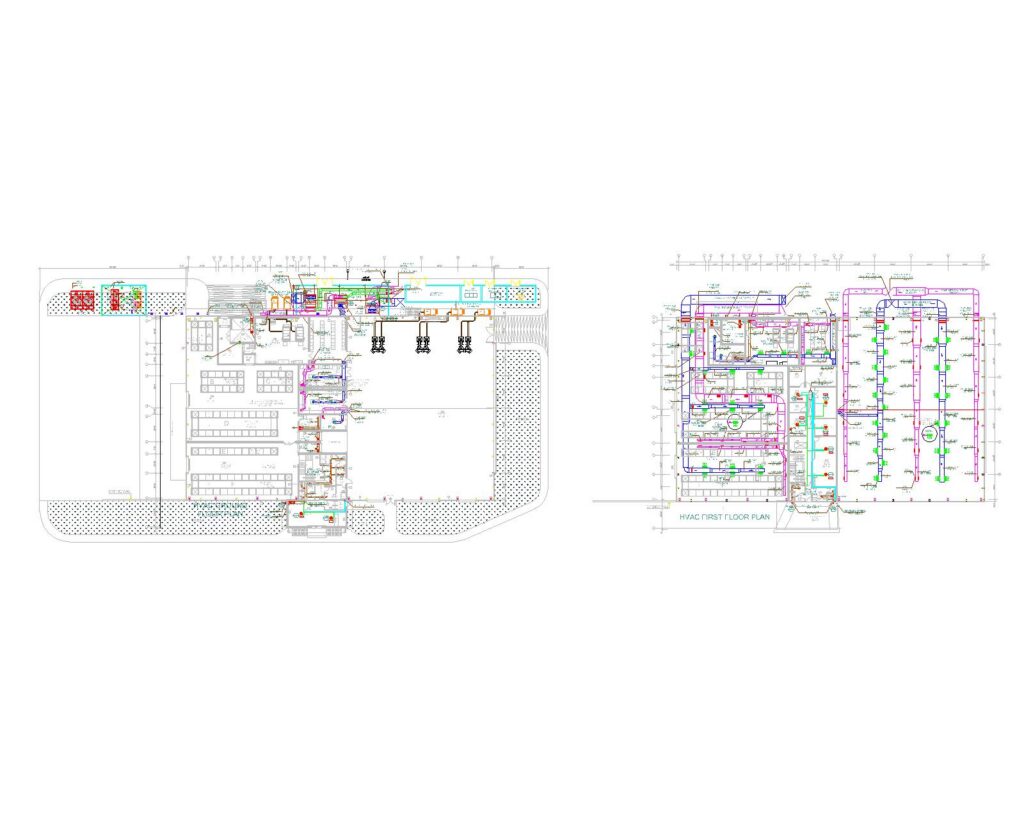 HVAC Double Line Ducting Plan Detail
