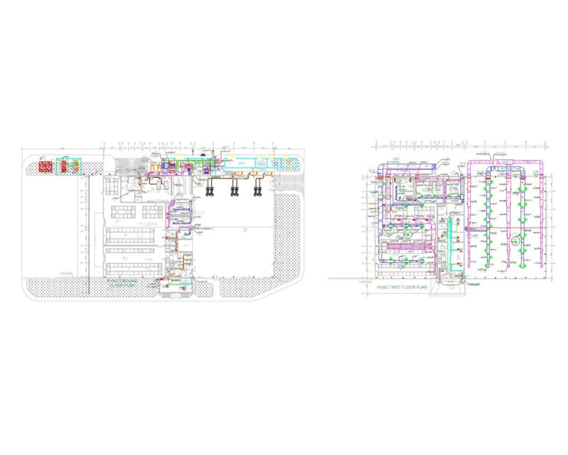 HVAC Double Line Ducting Plan Detail