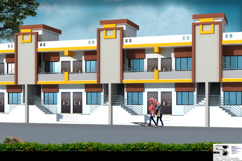 3D Elevation of Row Houses RVT Revit