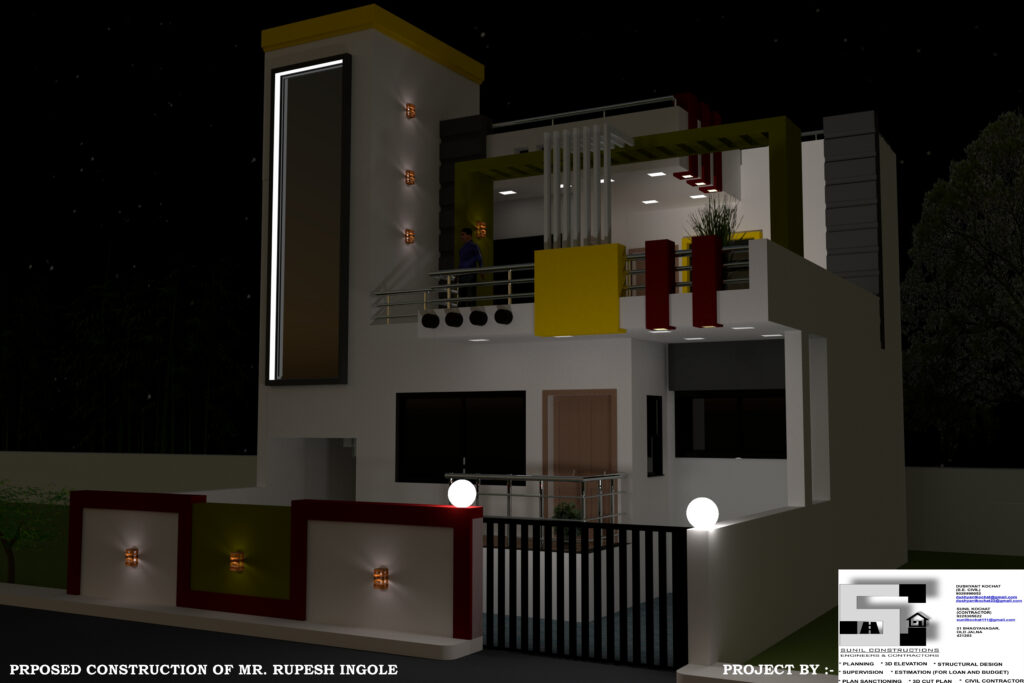 3D Elevation for two storey building
