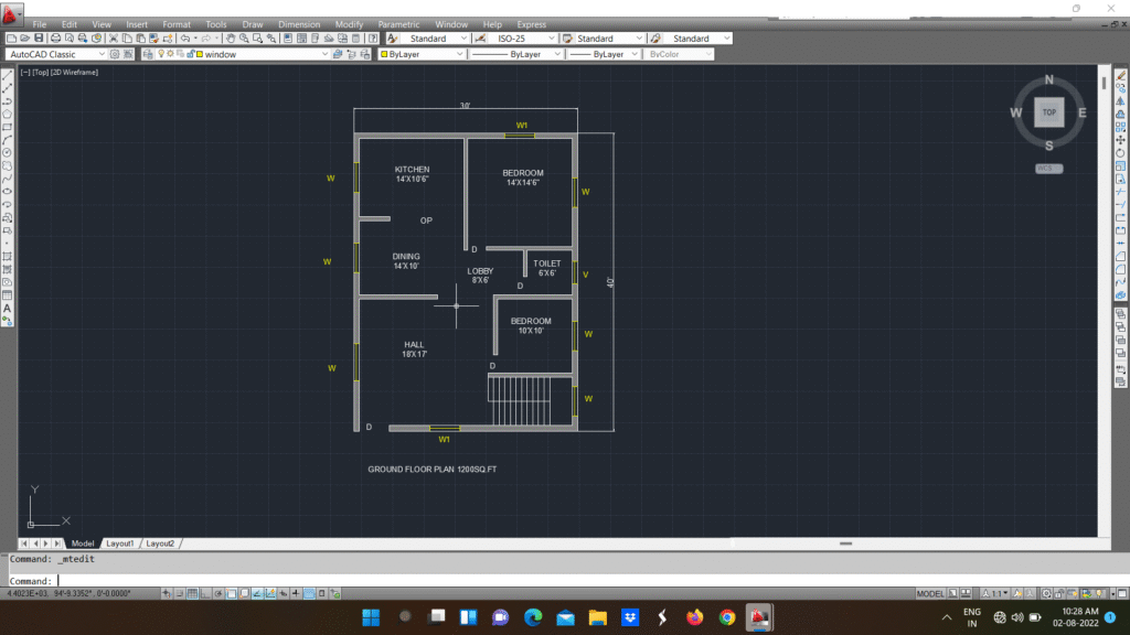 30’ X 40’ Home Line Plan AutoCAD