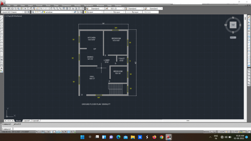 30’ X 40’ Home Line Plan AutoCAD