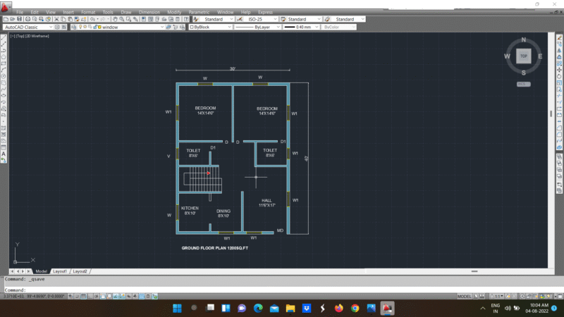 30′ X 40 HOME LINE PLAN AUTOCAD